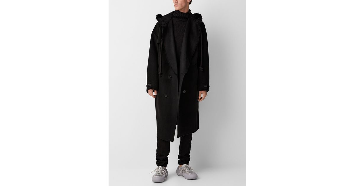 JW Anderson Frayed Hem Wool Coat in Black for Men Lyst