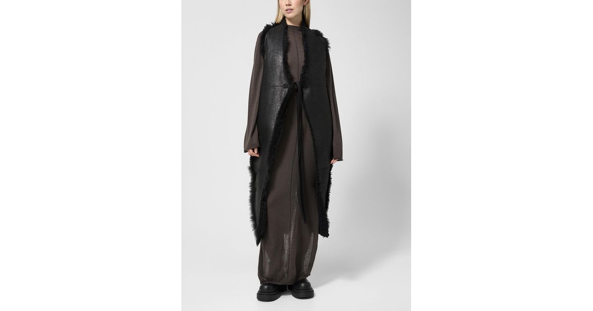 Rick Owens Long Sleeveless Shearling Vest in Black Lyst Canada