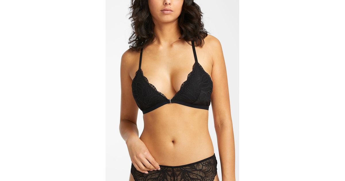 Velvet and lace triangle bralette