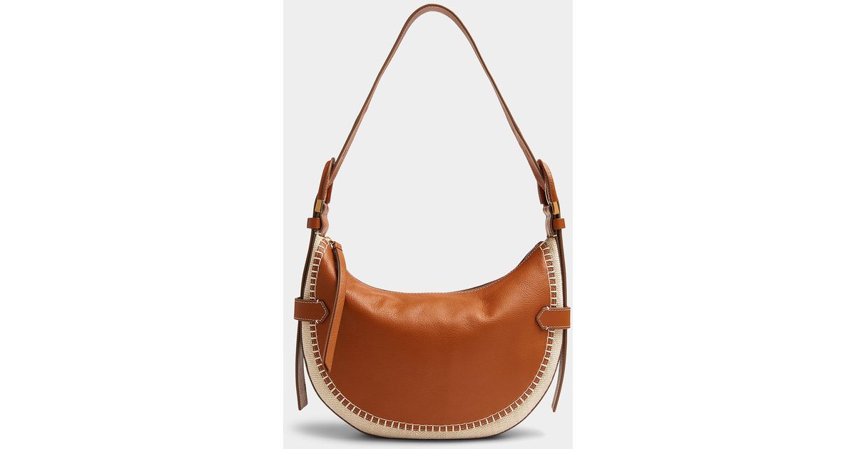 Fossil Harwell Topstitched Saddle Bag in Brown Lyst