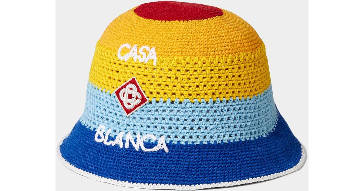 CASABLANCA Logo Crocheted Knit Bucket Hat in Blue Lyst Canada