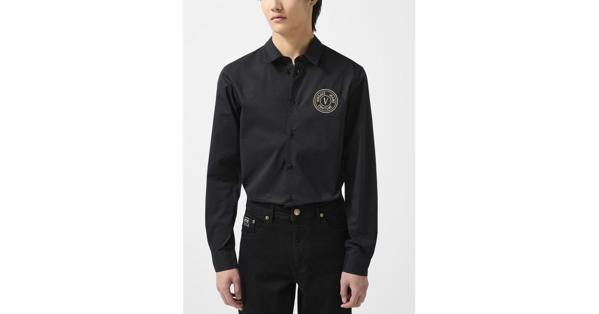 シャツ VERSACE BLACK POPLIN SHIRT Versace Collection Stretch Fit Poplin Shirt Black, $395