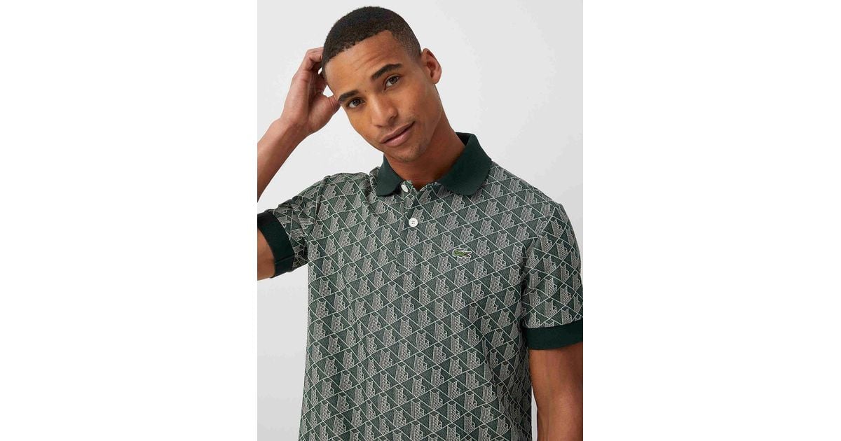 Lacoste Geometric Jacquard Polo in Green for Men | Lyst
