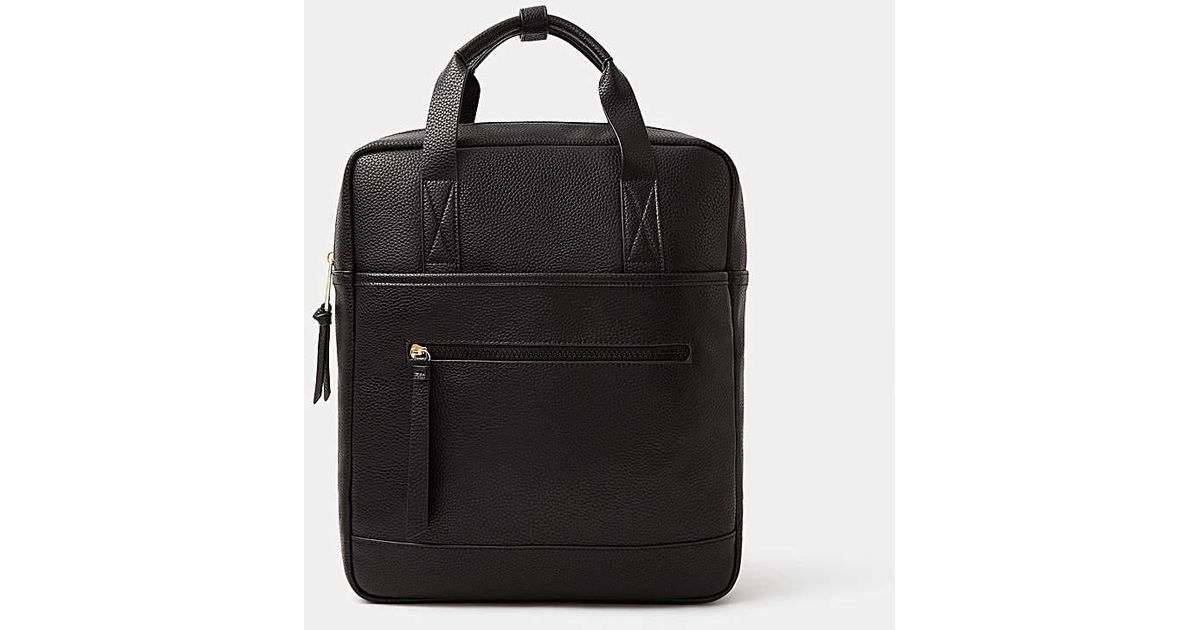 Accessorize Faux Leather Backpack in Black | Lyst UK
