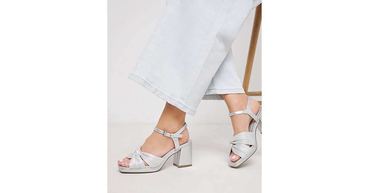 Samdal Ex JD Williams Crossover Detail Heeled Sandal Wide in White | Lyst UK