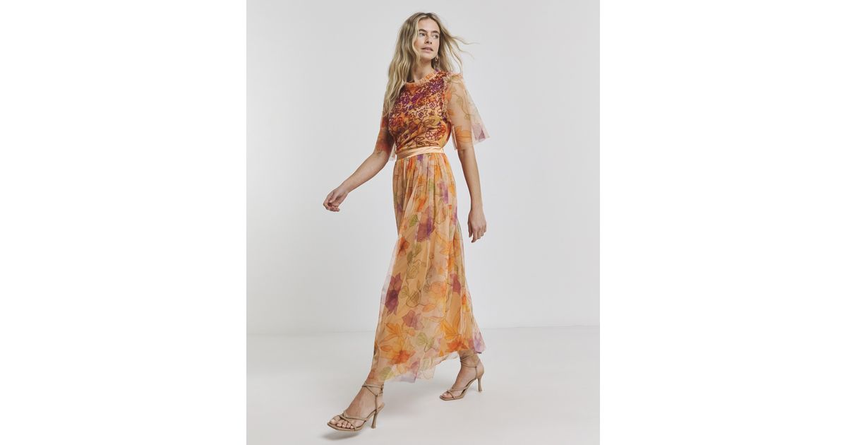 joanna hope beaded bodice maxi dress Joanna Hope Mesh Beaded Maxi Dress