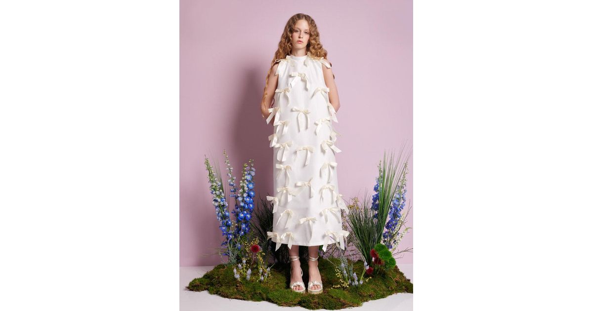 Sister Jane Snowdrop Bow Midi Dress in Pink | Lyst