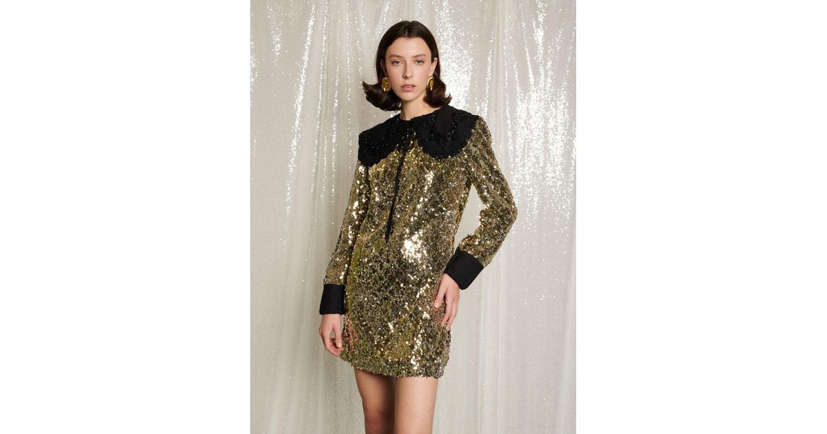 Sister Jane Gold Diamonds Mini Dress in Natural | Lyst