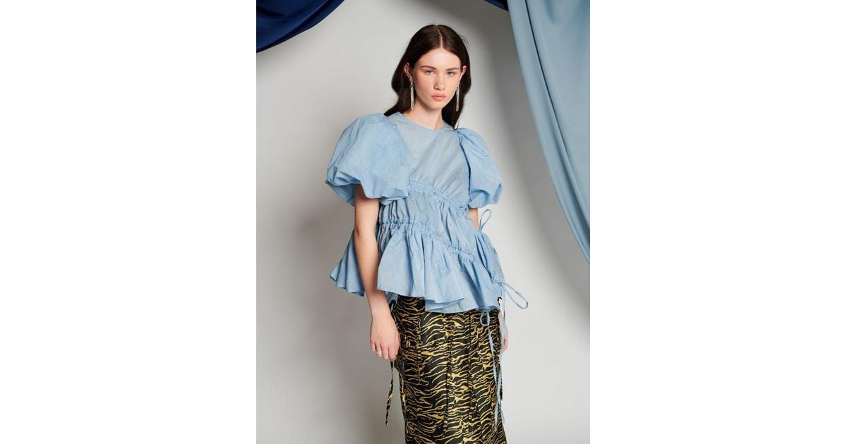 【GHOSPELL】Alice Ruched Top Sister Jane Ghospell Alice Ruched Top in Blue | Lyst