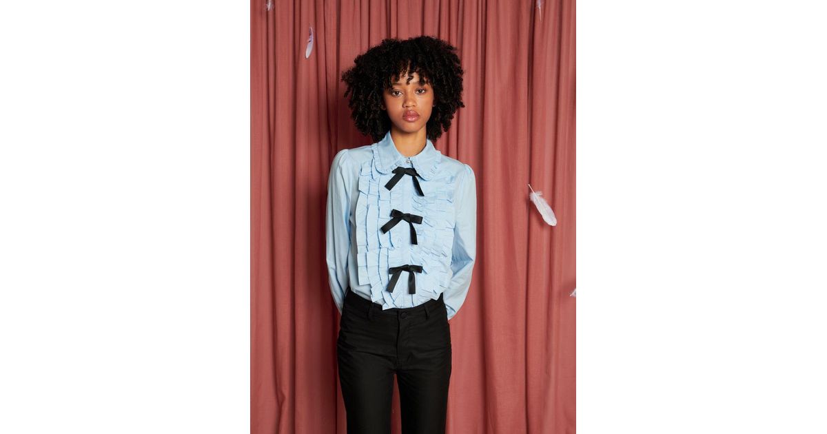 Sister Jane Arnell Bow Ruffle Shirt in Red | Lyst UK