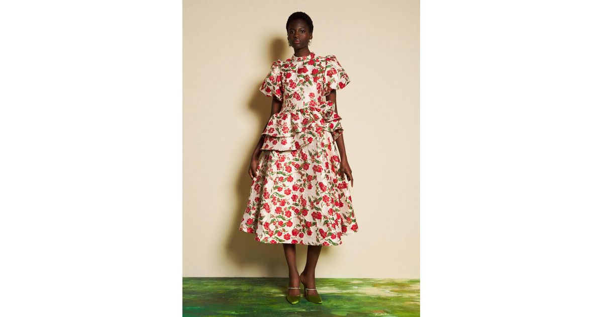 Sister Jane Dream Giverny Jacquard Midi Dress in Natural | Lyst