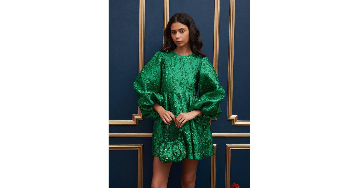 Sister Jane Dream Storybook Jacquard Mini Dress in Green | Lyst