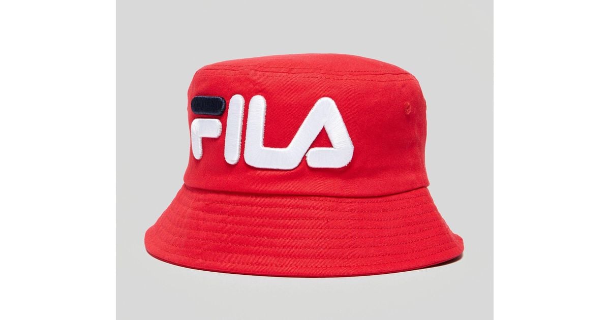 fila red bucket hat