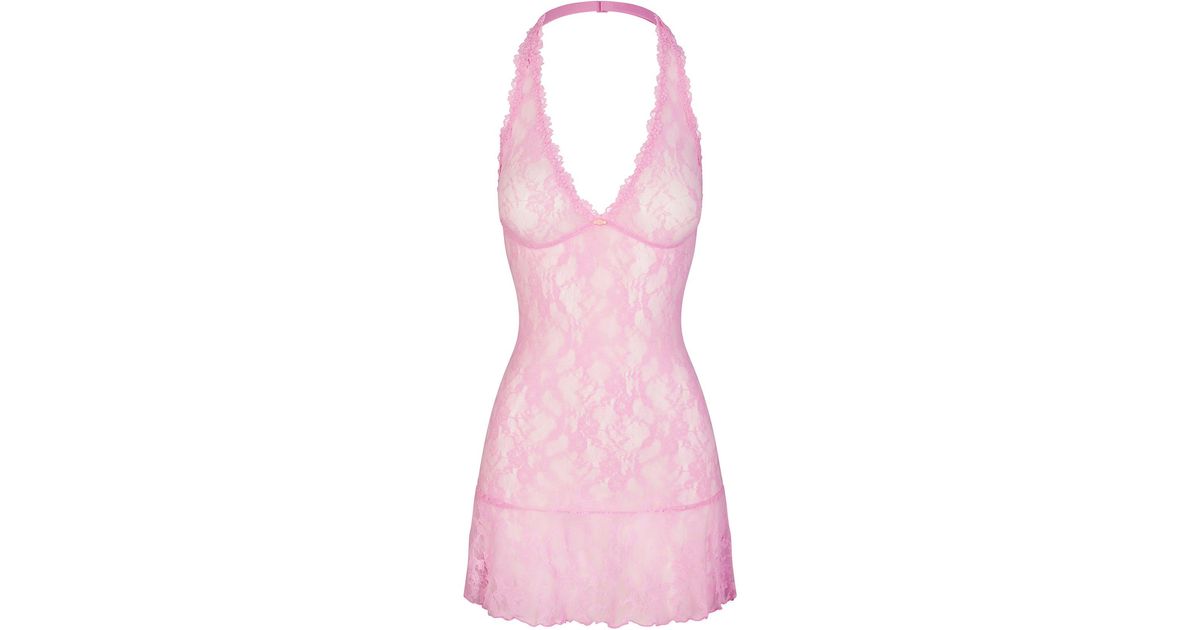 Skims Halter Mini Dress in Pink | Lyst