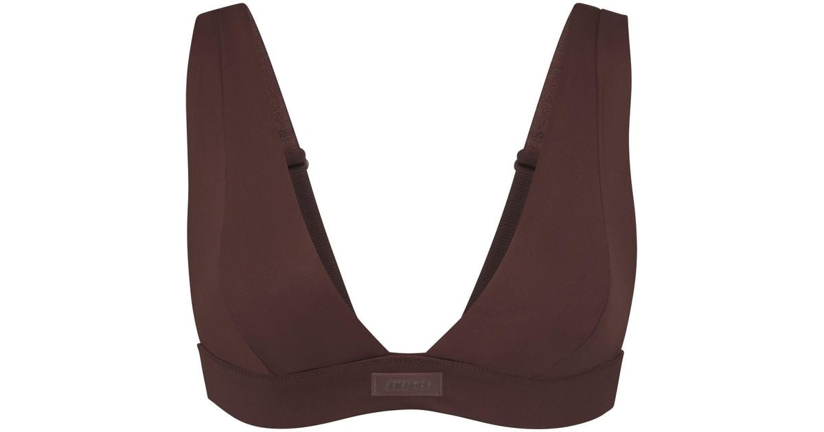 Skims Swim Plunge Bikini Top in Cocoa (Brown) Lyst