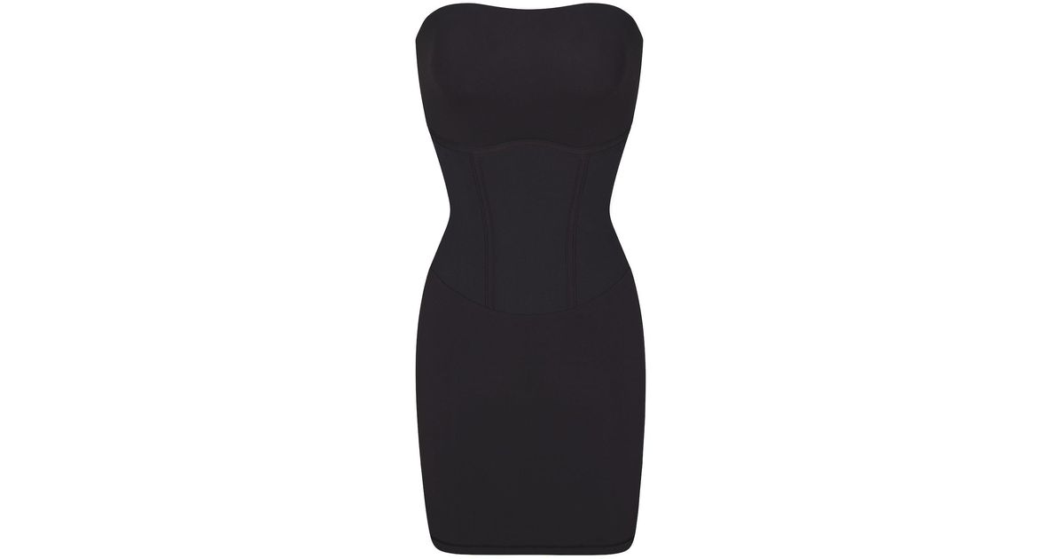 skims-corset-mini-tube-dress-in-black-lyst