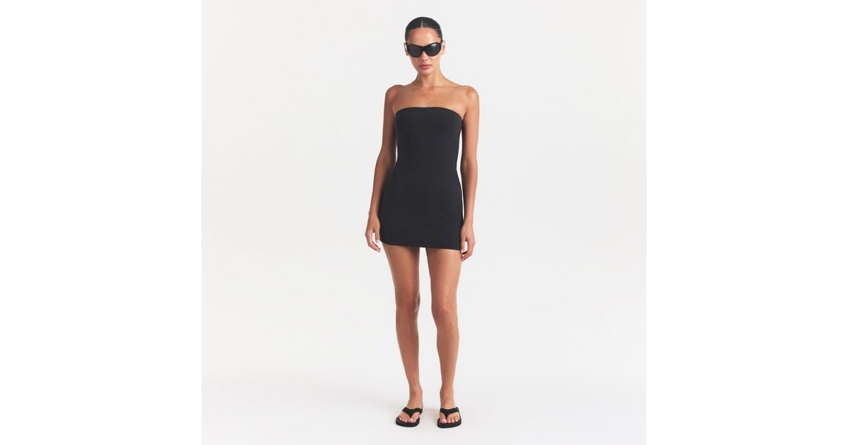 skims tube dress mini SKIMS Mini Tube Dress | Onyx | Black | Poplin Apparel | 4XL | 4X-Large | Plus Size
