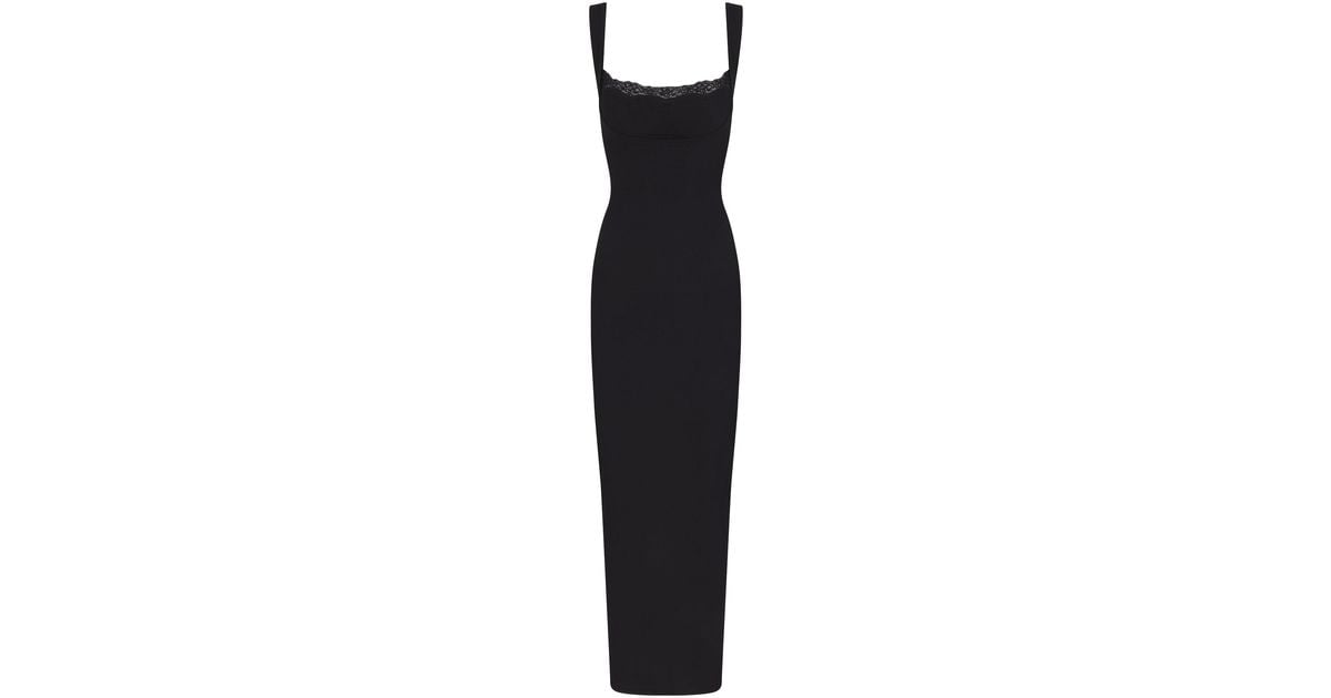 Skims Long Dress With Bralette in Black | Lyst