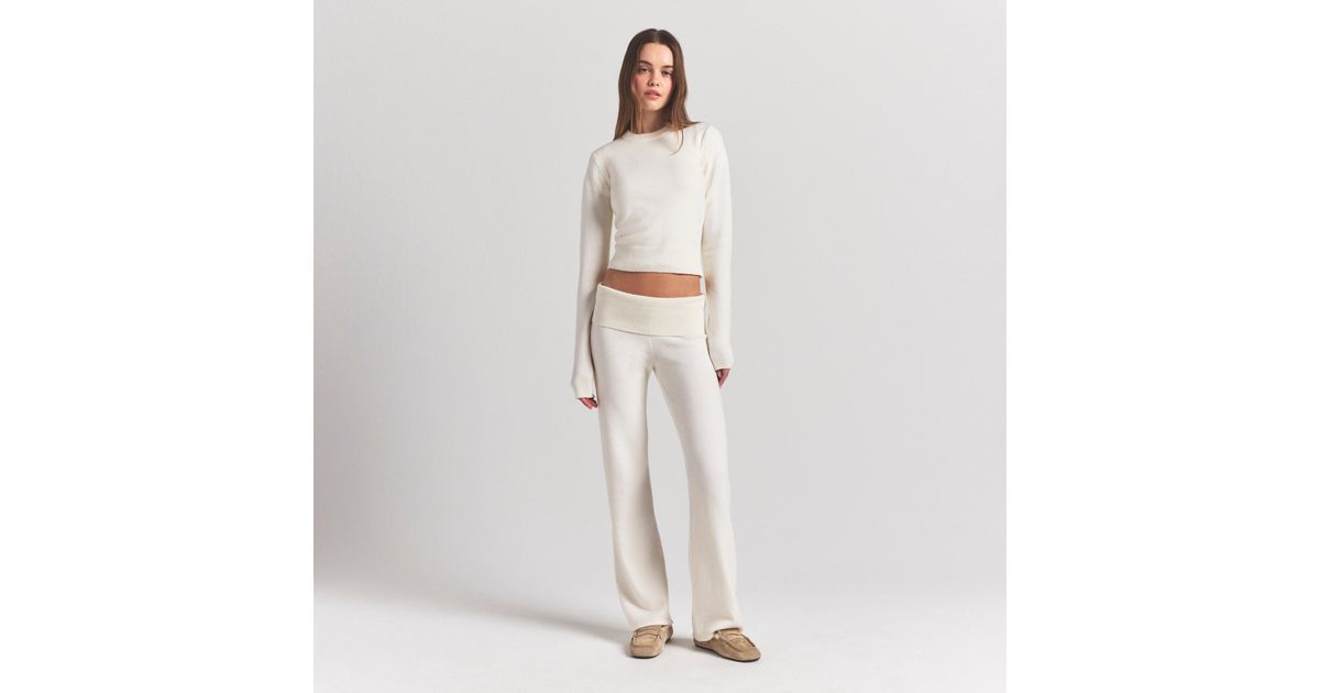 Skims Set Ribbed Skims Ribbed Long Sleeve Fitted Crew Neck in White | Lyst
