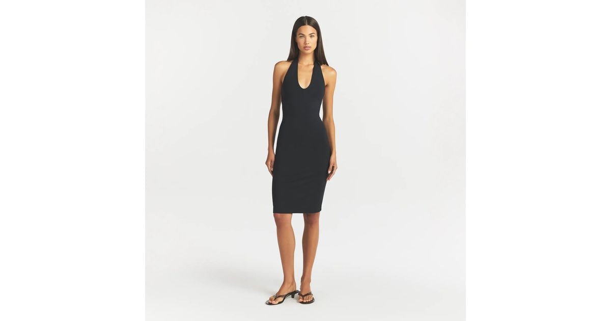 plunge halter midi dress skims in Black SUBCOLLECTION NAME: SNEAKERS