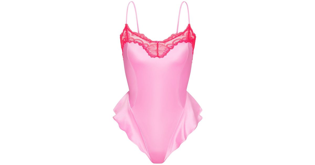 Skims Lace Teddy (bodysuit) in Pink Lyst