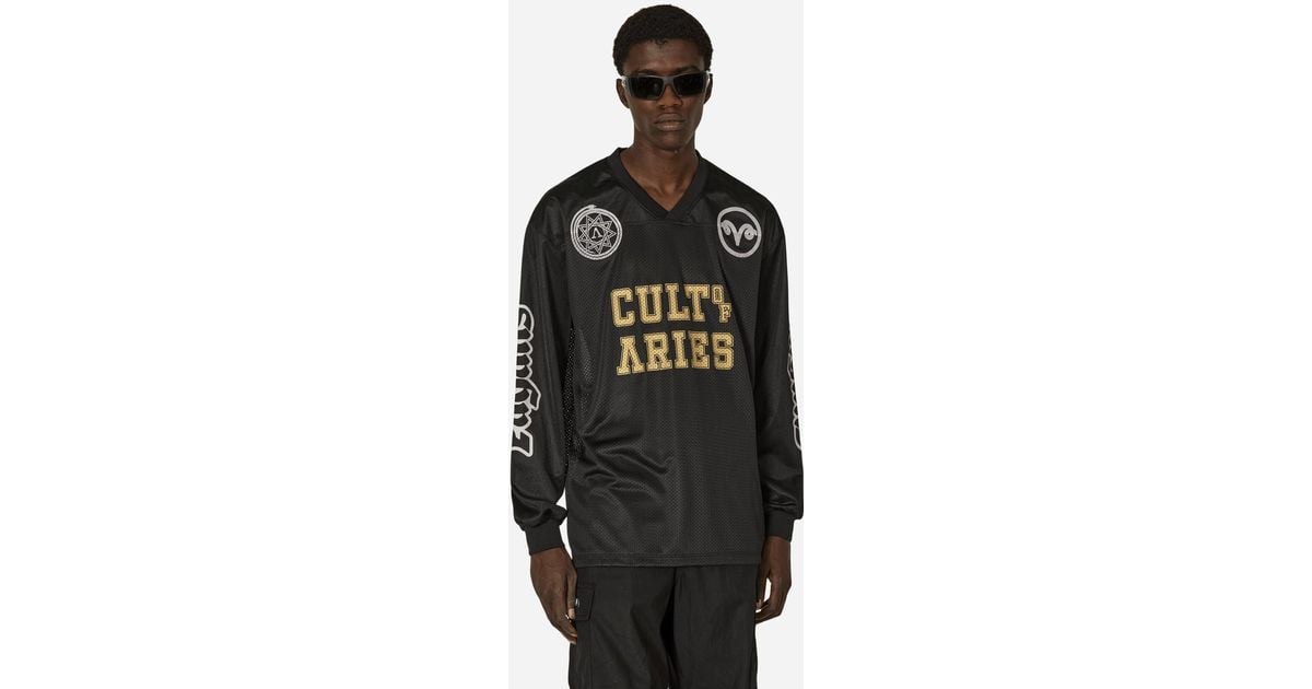 Aries Cult Leader Airtex Longsleeve T-Shirt in Black for Men