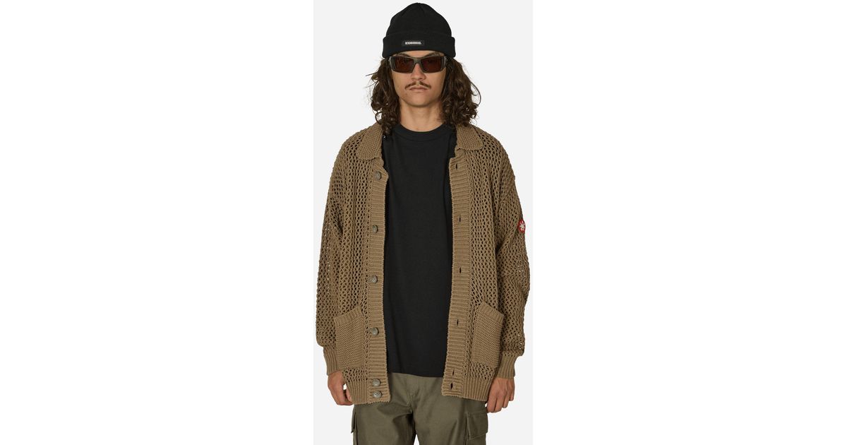 トップス cavempt c.e COLLARED MESH KNIT CARDIGAN Cav Empt Collared Mesh Knit Cardigan Khaki in Green for Men | Lyst