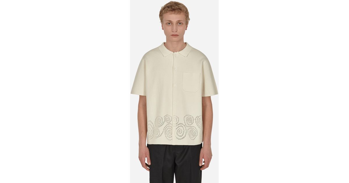 Stussy Perforated Swirl Knit Shirt in Natural Lyst