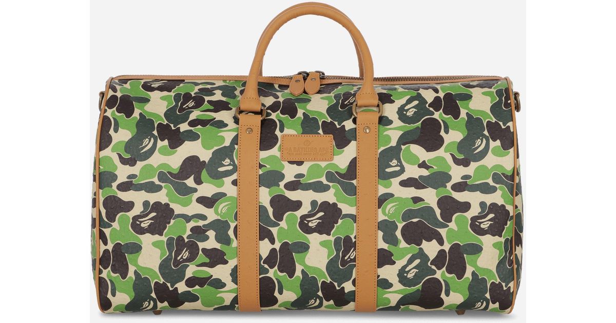 A Bathing Ape Abc Camo Pu Ostrich Boston Bag in Green for Men | Lyst