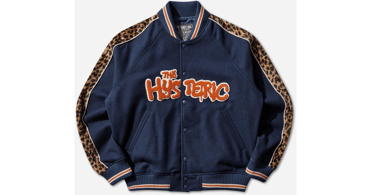Hysteric Glamour Men S Bloody Hysteric Patch Stadium Jacket Blue
