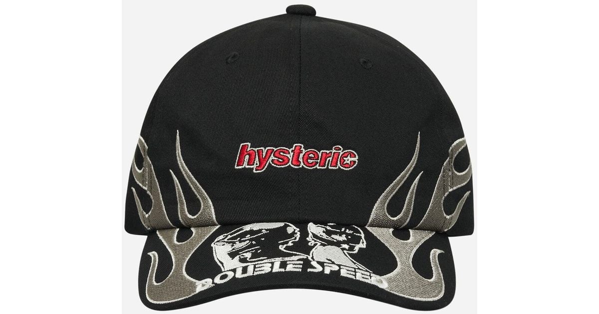 Hysteric Glamour Double Speed Embroidered Cap in Black for