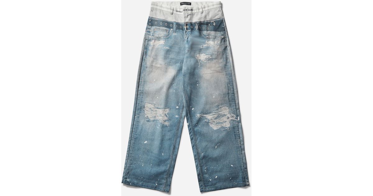 PROJECT G/R S Trompe-L Oeil Denim Pants in Blue for Men