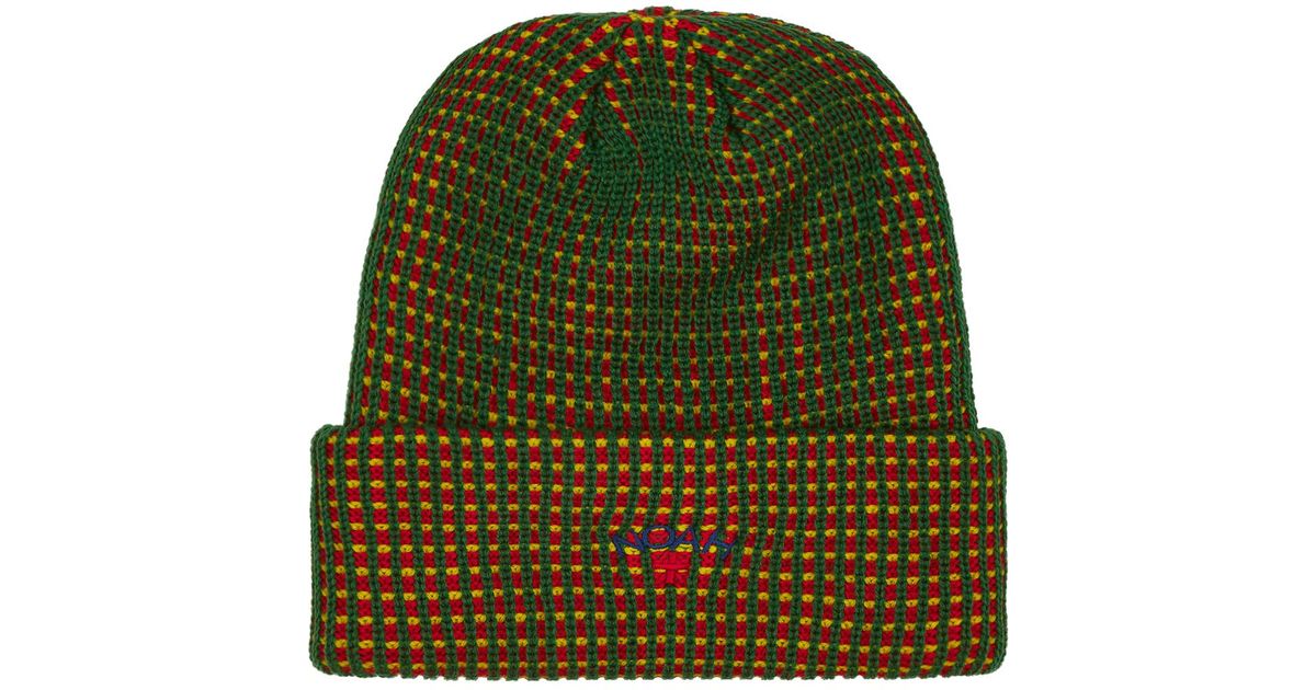 Noah Synthetic Tri-color Logo Beanie in 