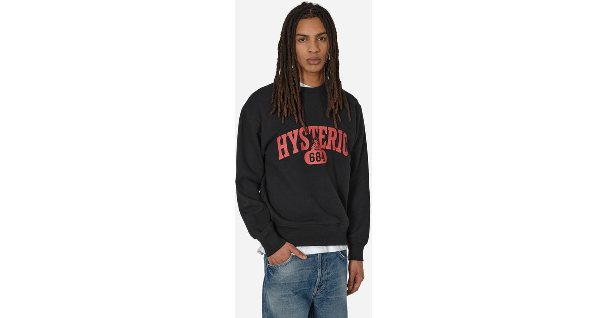 Hysteric Glamour Evil College Crewneck Sweatshirt in Black Hysteric Glamour Evil College Crewneck Sweatshirt in Black