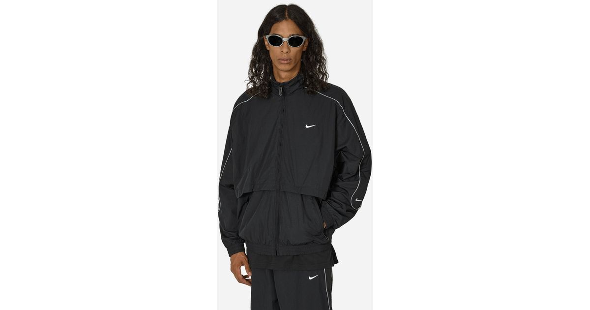 Nike Solo Swoosh Woven Track Jacket in Black for Men | Lyst