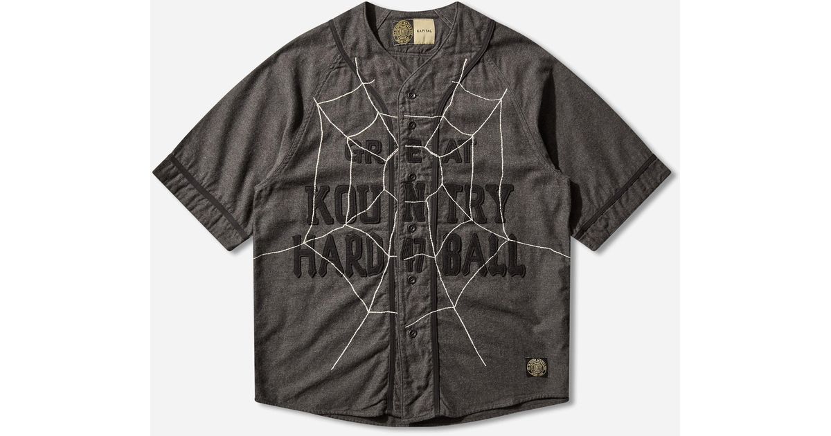Kapital Men S Cotton Wool Great Kountry Baseball Shirt Dark Gray 