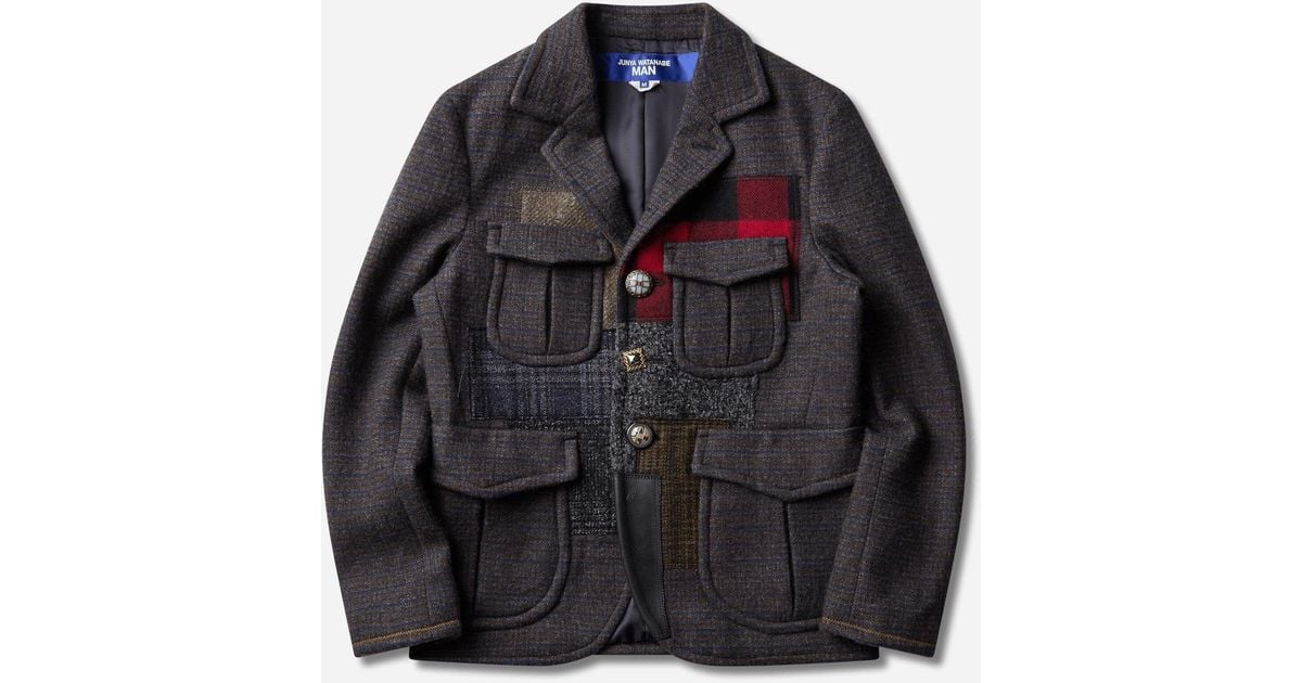 Junya Watanabe S Mixed Tweed Patchwork Hunting Jacket Sax in Black for ...