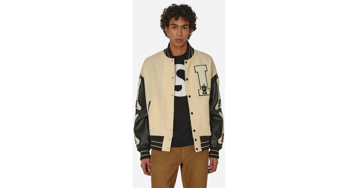 Kapital Wool I-Five Varsity Jacket Ecru in Natural for Men Kapital Wool I-Five Varsity Jacket Ecru in Natural for Men