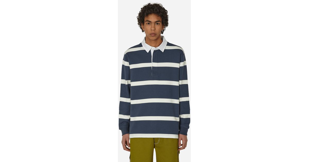 Nike Men's Life Striped Heavyweight Rugby Shirt in Thunder