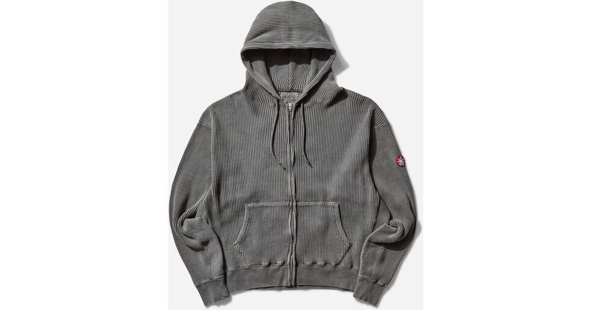 Cav Empt Men S Overdye Wide Rib Cut Zip Hoodie Charcoal in Grey