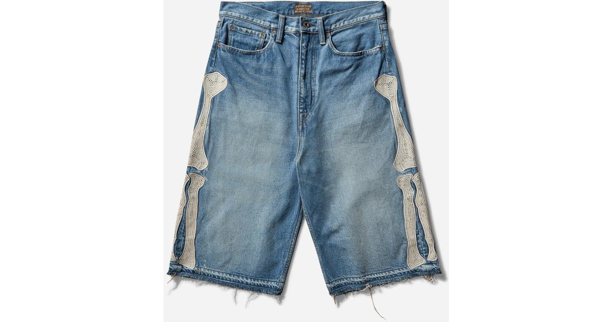 Kapital 14 oz. 5P Bone Short Pants Black KAPITAL 14oz Bone Denim