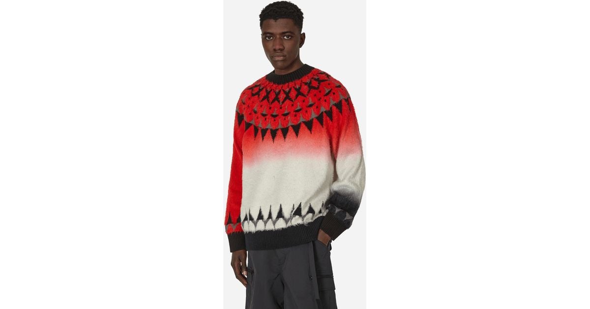 24ss sacai Jacquard Knit Pullover サイズ2 Sacai Jacquard Knit Pullover in Red | FWRD