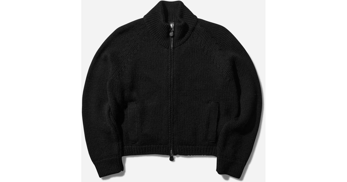 Our Legacy Funnel Neck Zip-Up Wool Sweater in Black for Men | Lyst