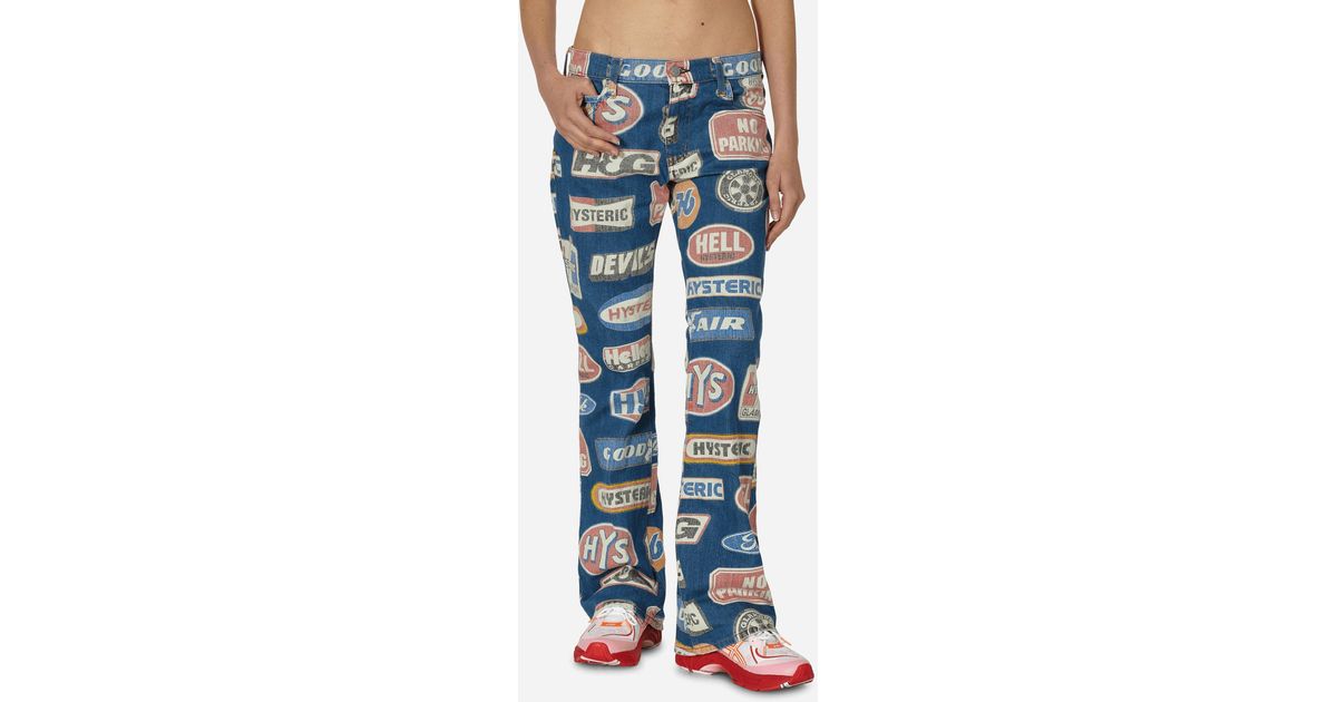 Hysteric Glamour Hysteric Motor Pattern Flare Denim Pants in Blue