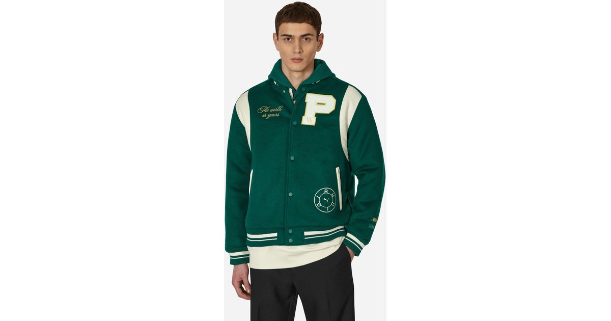PUMA Rhuigi Varsity Jacket Green for Men | Lyst