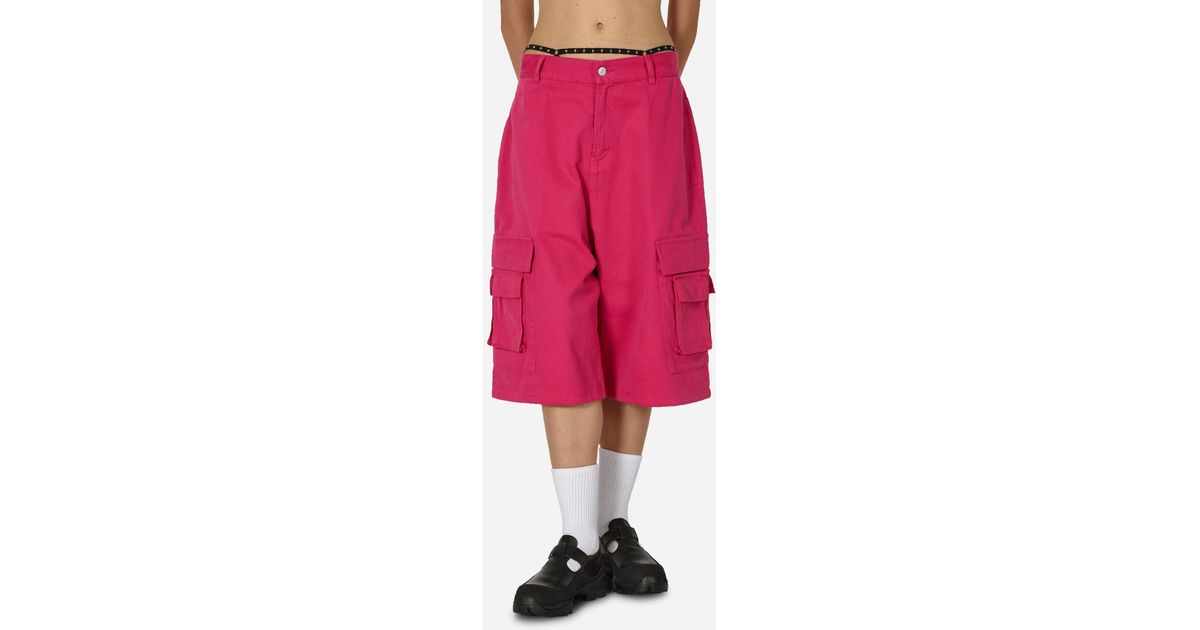 Womens pink cargo shorts sales