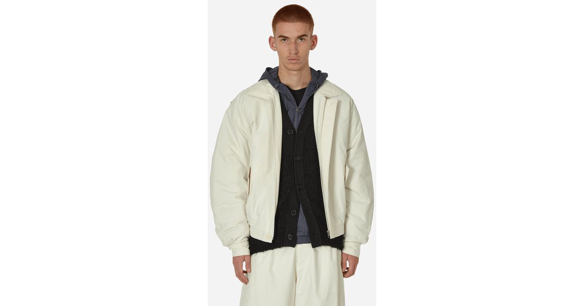 Amomento Men's Natural Padded Cotton Nylon Jacket Ecru