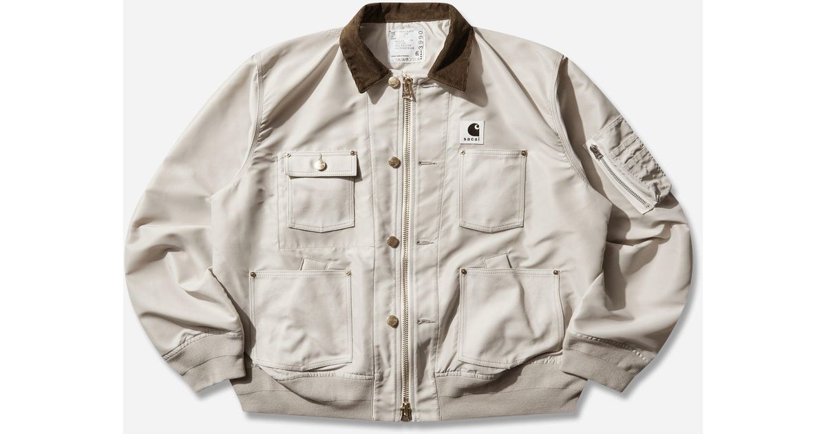 Sacai Carhartt Wip Nylon Twill X Duck Blouson Ivory in Natural for
