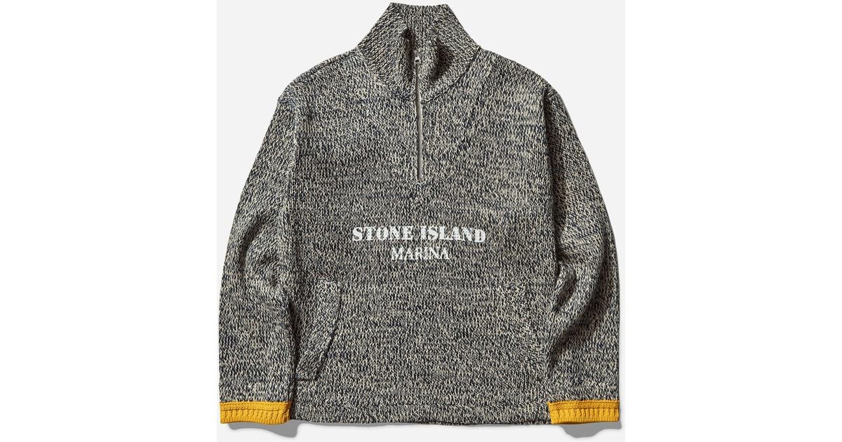 Stone Island S Marina Rubberised Effect Half Zip Jumper Ivory in 