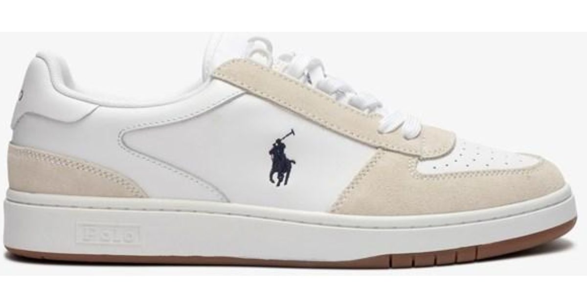 Polo Ralph Lauren Court Leather-suede Sneaker in White for Men | Lyst